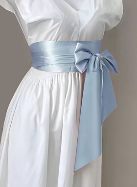 10cm宽丝绸缎带韩版女配饰婚纱礼服2.5米超长蝴蝶结腰带腰封多色