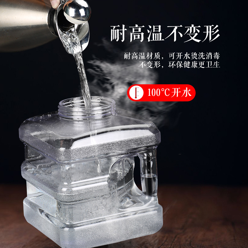 加厚10升正方PC透明家用储水桶功夫茶几桶装纯净矿泉水箱饮用水桶-图1