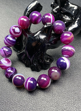 【明星同款】卡12mm宝石级天然紫俱来缠丝玛瑙手串女款简约时尚