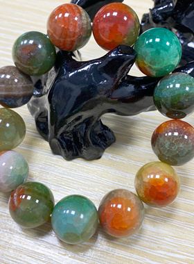 【明星同款】卡16mm宝石级天然七彩孔雀龙纹玉石玛瑙男士精品手串