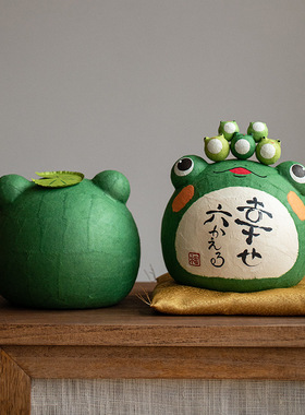 日本进口龙虎堂旅行平安纳福青蛙和纸摆件日式可爱办公桌装饰礼物