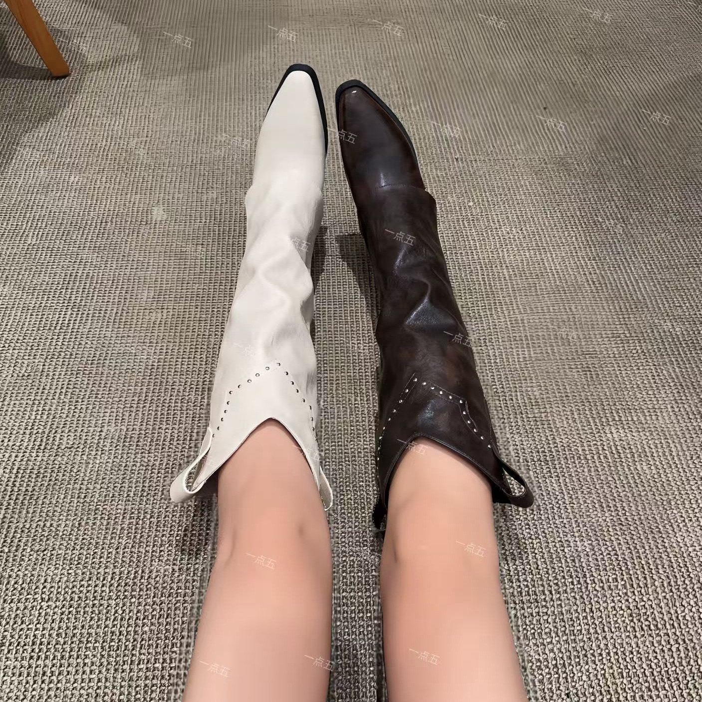 一点五隐形增高14CM女士长靴真皮高跟鞋子经典百搭西部靴,淘宝优惠券,粉丝福利购,淘宝优惠卷