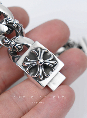 davidstudio925纯银十字架手链