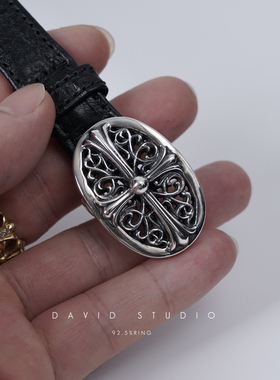 纯银十字架真皮手环男女同款