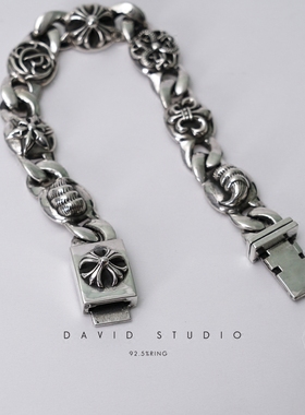 六芒星朋克童军十字花插片手链