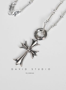 davids925纯银双面ins做旧项链