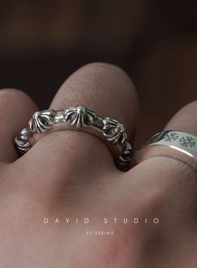 david尅罗心s925纯银十字架戒指