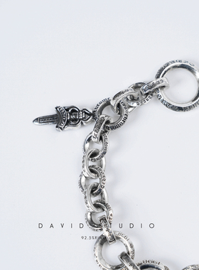 davidstudio925纯银船锚童军花