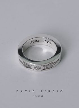 纯银时尚十字架宝剑情侣指环