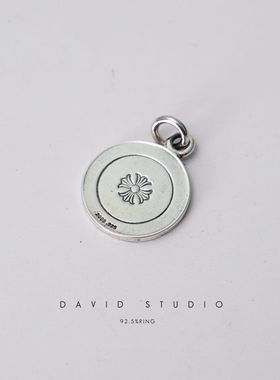 纯银徽章项链吊坠朋克做旧网红款