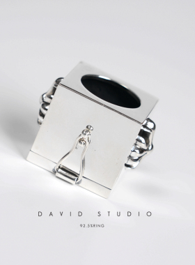 david纯银925纯银斯诺克台球黑八巧可粉套 做旧十字架球杆粉套