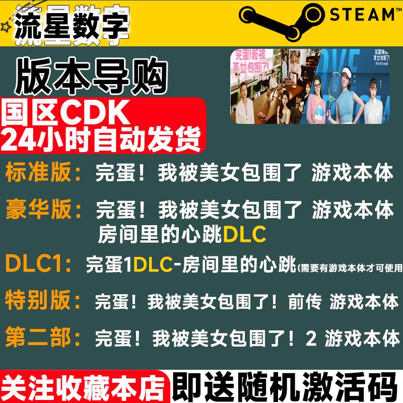 Steam正版国区KEY 完蛋 我被美女包围了 2 前传 房间里的心跳DLC - 图0