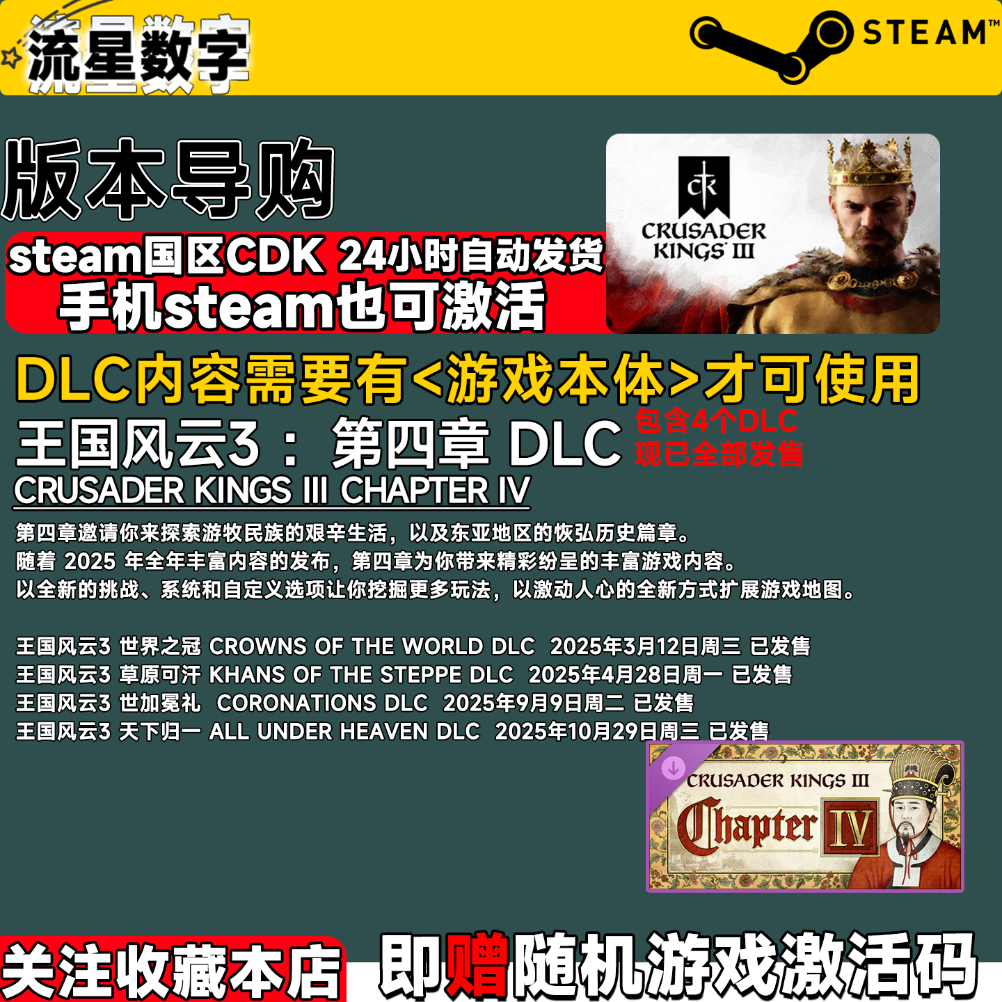 Steam国区KEY十字军之王3王国风云3Crusader Kings III 第四章DLC - 图2