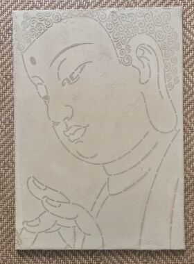 敦煌壁画泥板画自助绘画彩砂凸印浮雕线稿非遗文创研学送画笔颜料