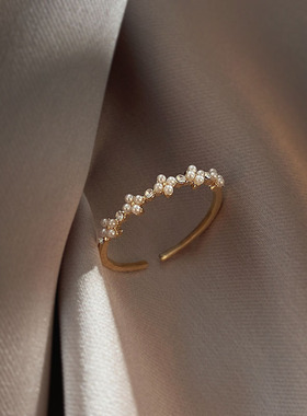 ins珍珠戒指女网小众高级感梅花