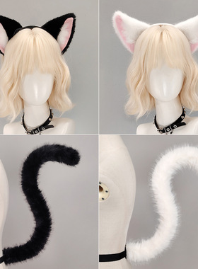 跨境节日动物猫耳头箍聚会表演道具猫耳朵发箍猫爪手套猫尾巴套装