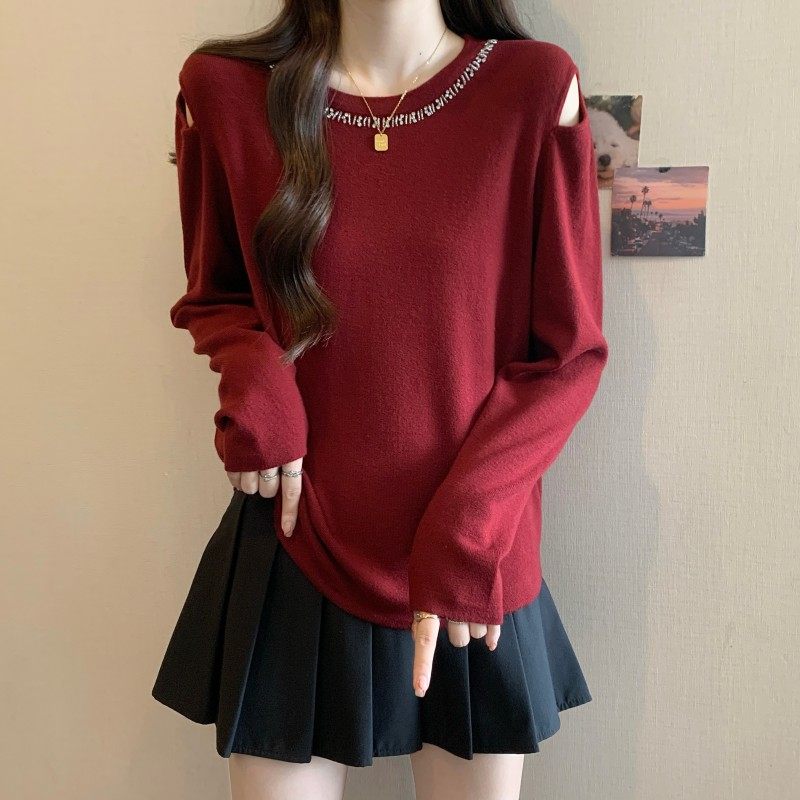 实拍~ 大码胖MM秋冬新款过年红重工钉钻长袖套头上衣毛衣,淘宝优惠券,粉丝福利购,淘宝优惠卷