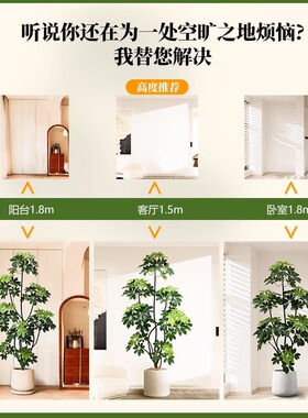 仿真绿植鸭脚木高端轻奢室内客厅假绿植盆栽仿生植物落地装饰摆件