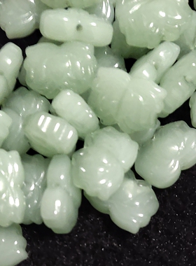 碧绿色白色莲花通孔配饰diy手工饰品配件莲花珠 琉璃莲蓬珠子扣子
