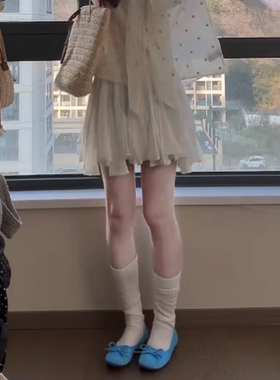春夏简约百搭纯色系抽条小腿袜女