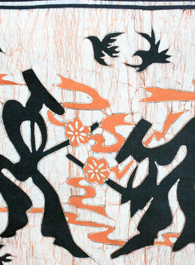 蜡染画苗族风情芦笙舞布艺装饰画