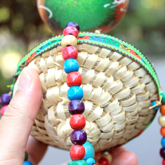 Handmade straw hat natural gourd pendant Dongba script pendant