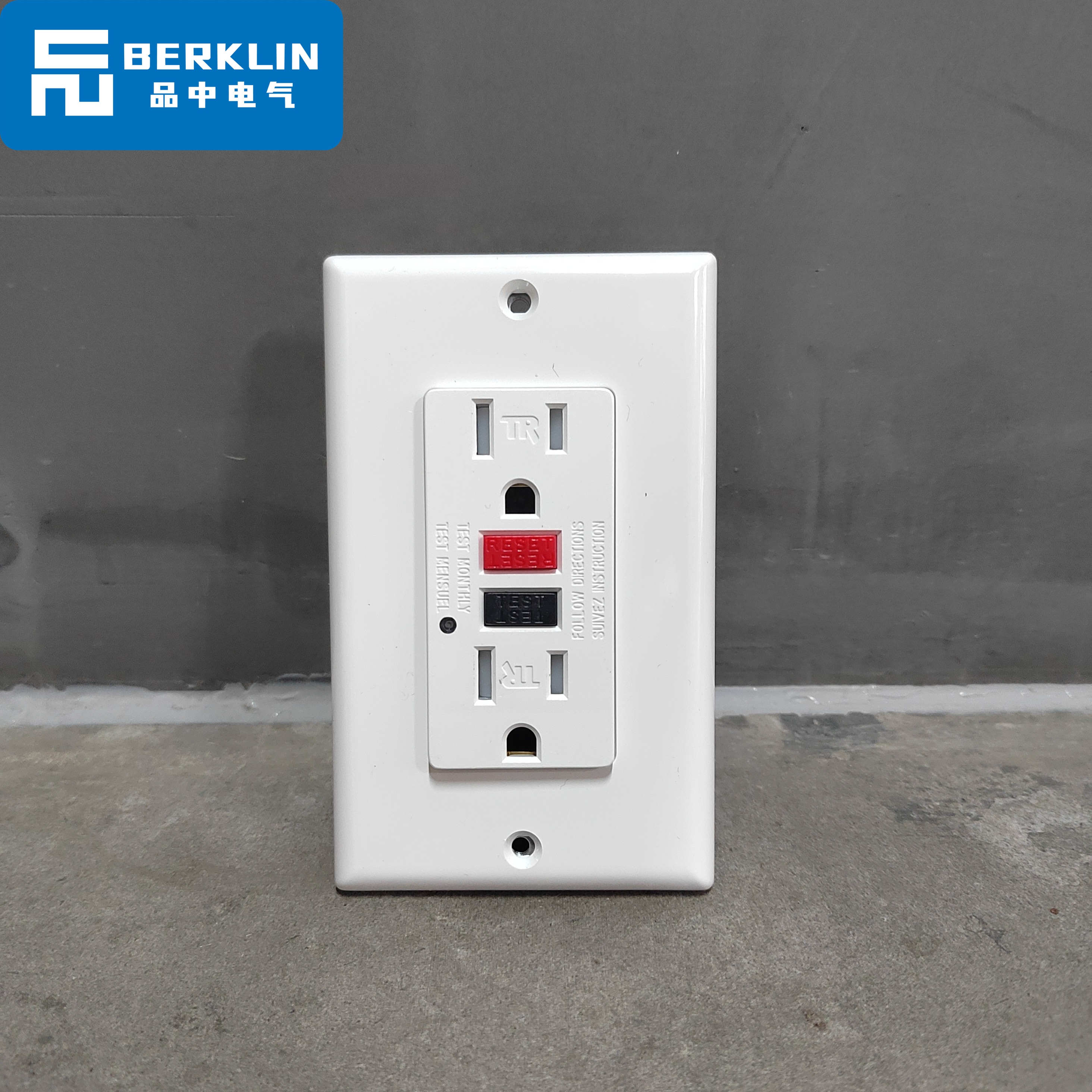 Berklin 美标插座芯医疗复古美式GFCI漏电保护UL认证15A美国台湾 - 图0
