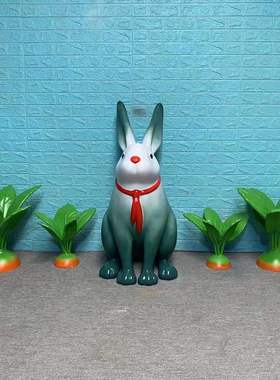 新年卡通兔子大摆件兔年生肖雕塑春节元旦售楼部美陈吉祥物装饰品