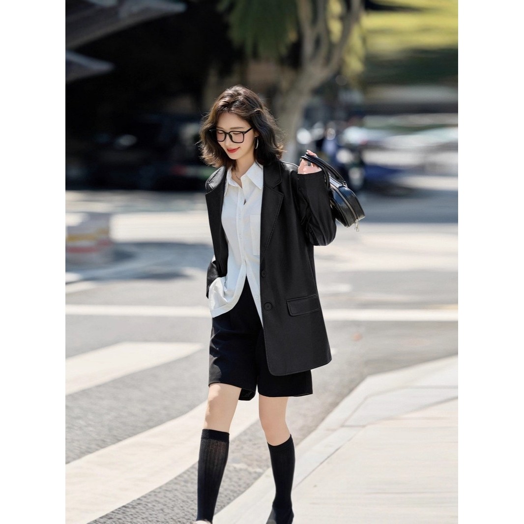 官网女装夏易菲皮衣西装外套女2026秋新款百搭复古气质休闲时尚宽,淘宝优惠券,粉丝福利购,淘宝优惠卷