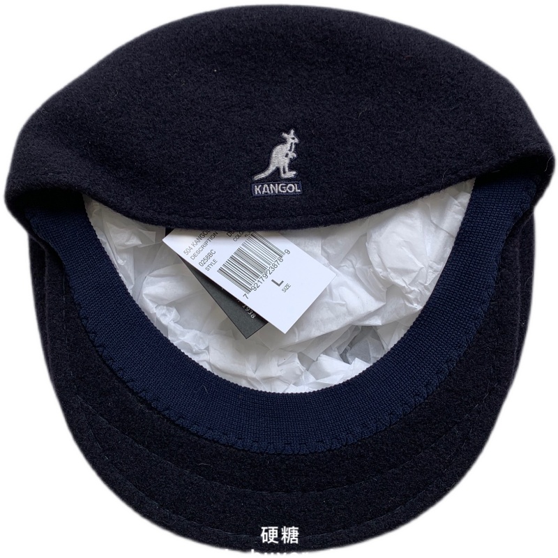 现货 kangol 504羊毛wool袋鼠刺绣logo贝雷帽鸭舌帽王嘉尔同款