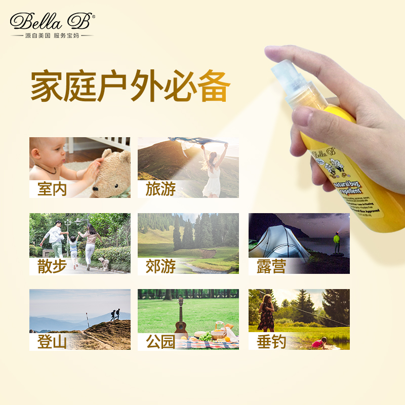 BellaB海外旗舰店小蜜蜂驱蚊水喷雾宝宝婴儿防蚊液儿童户外花露水防蚊虫叮咬神器2