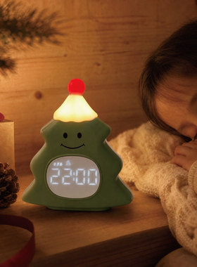 儿童可爱圣诞树数字闹钟小夜灯