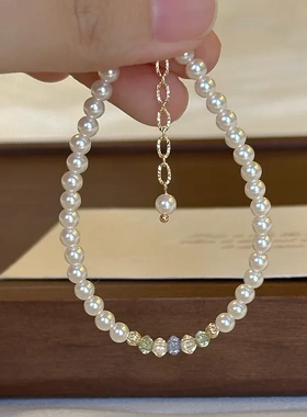 民升 串珠珍珠手链ins小众轻奢简约精致高颜值百搭气质清冷感手饰