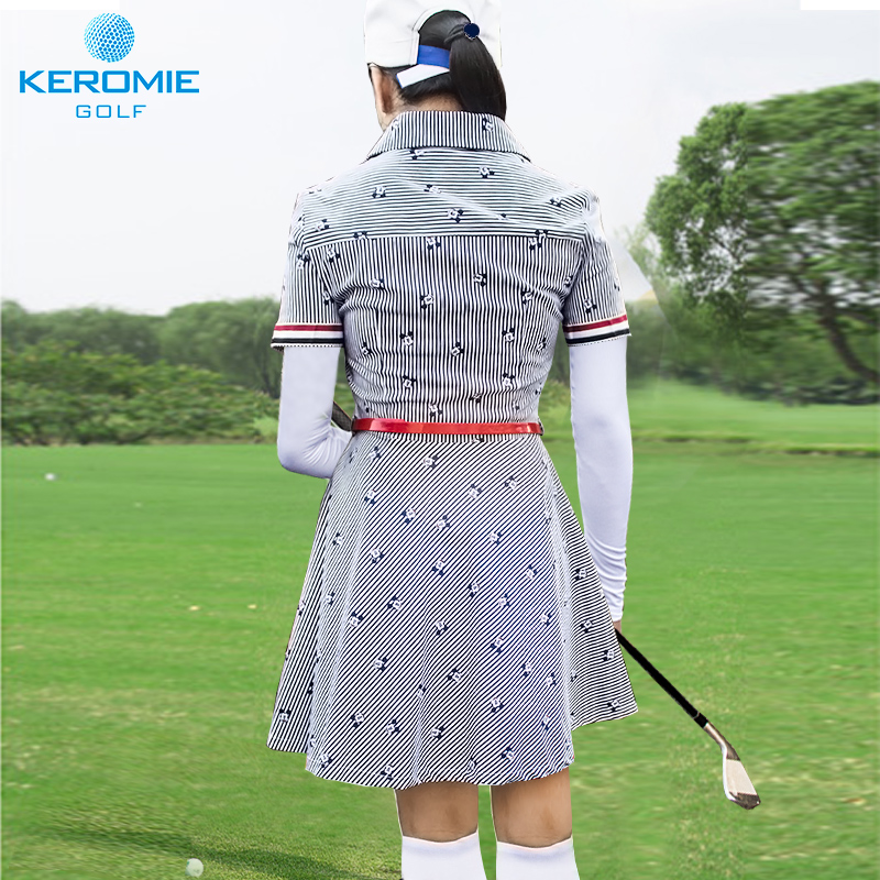 清仓高尔夫连衣裙夏季新款短袖连衣裙防走光中长裙速干golf球服装 - 图2