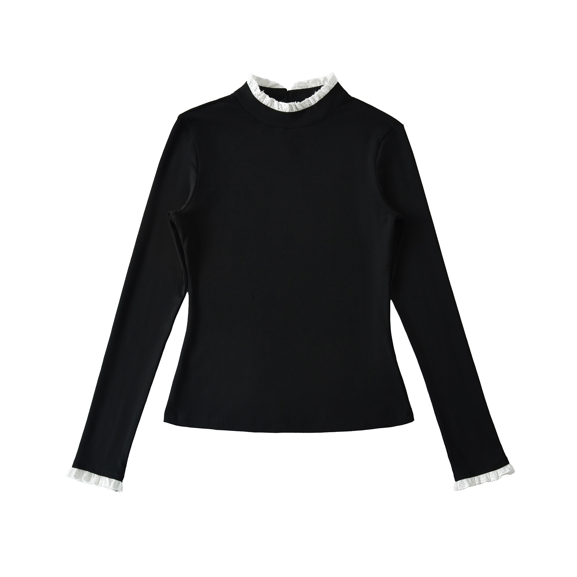 包邮秋冬新款甜美蕾丝花边半高领长袖T恤女修身显瘦百搭打底上衣,淘宝优惠券,粉丝福利购,淘宝优惠卷