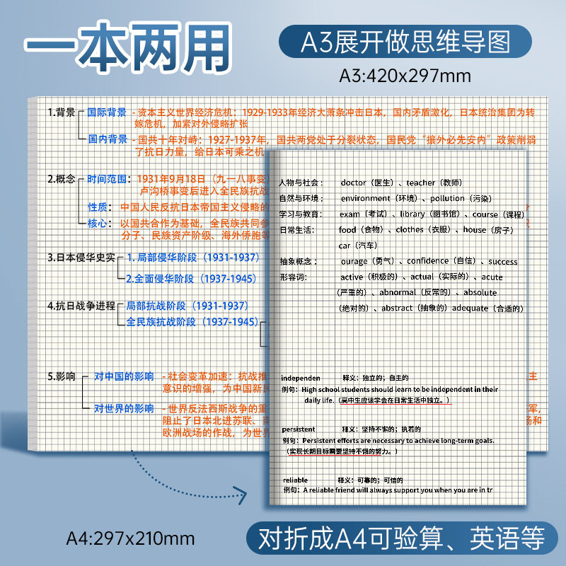 a3大尺寸美式拍纸本可撕高颜值ins风草稿本横线笔记纸空白黄色学生考研演算试卷型单词纸思维导图草稿纸,淘宝优惠券,粉丝福利购,淘宝优惠卷