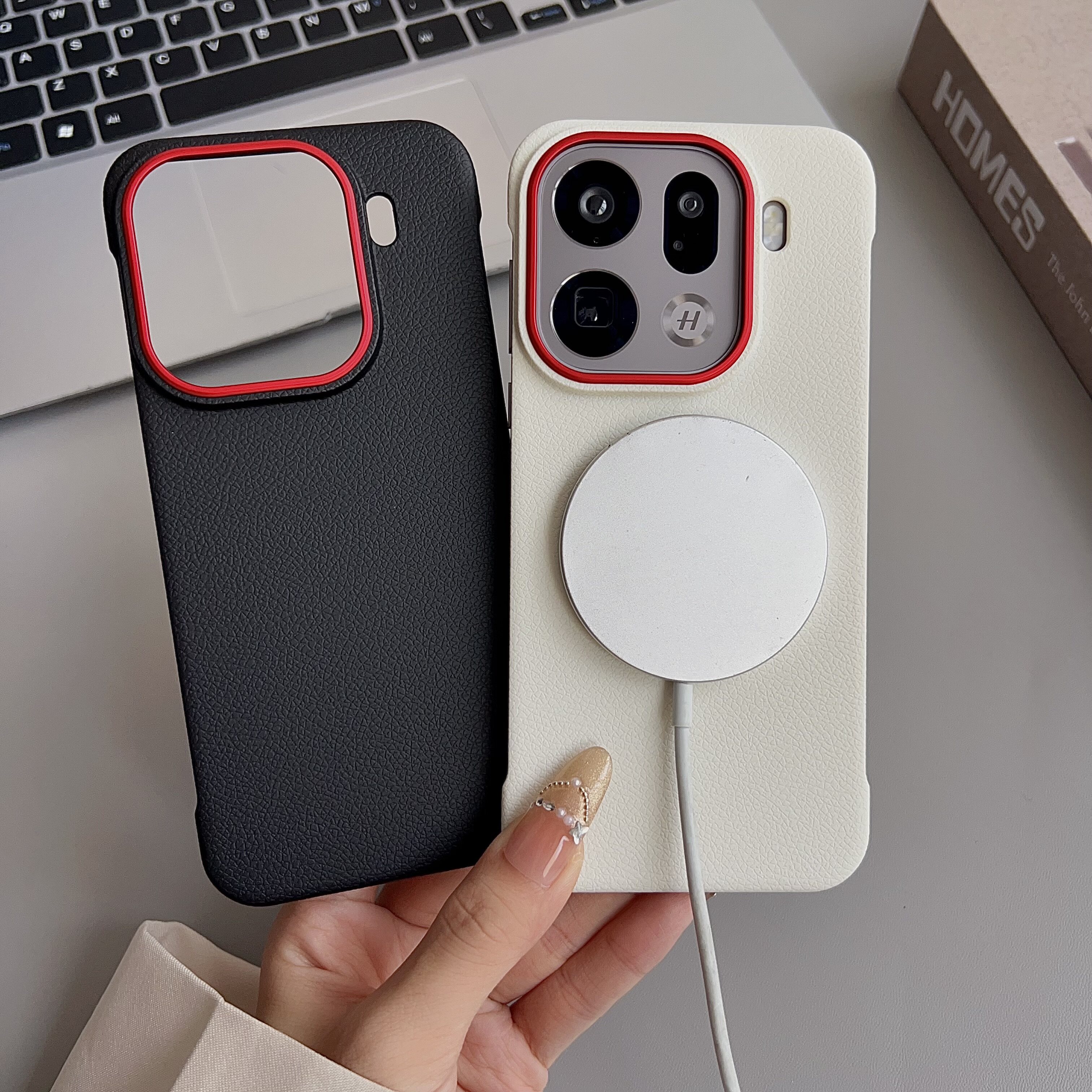 新款荔枝皮纹无边框适用oppoFindx9手机壳findx9pro超薄无边框半包FIndx8pro简约高级感X8s男女情侣x8UItra - 图2