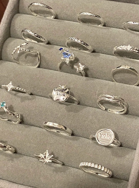 韩国925纯银素圈戒指女不撞款百搭尾戒ins设计高级感时髦开口