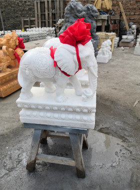 石雕大象一对汉白玉小象一对青石象别墅庭院石象招财镇宅风水石象