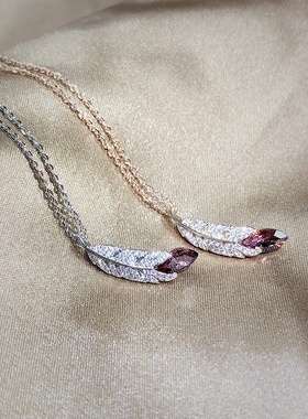 wish欧美饰品ebay新款 简约羽毛项链树叶项链女项链服饰配饰