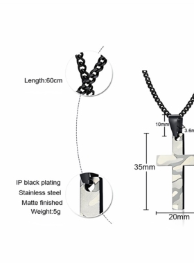 十字架钛钢吊坠裂纹锆石项链饰品