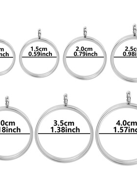 吊坠可打开钛钢圆形玻璃相盒饰品