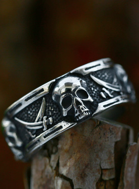 维京戒指钛钢盾牌十字滴胶首饰品