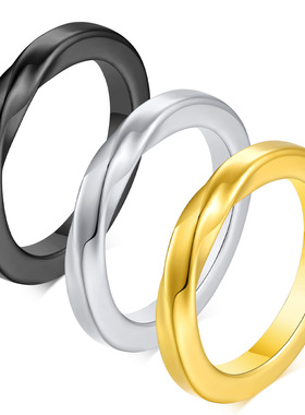 戒指钛钢方形女星月绿钻复古饰品