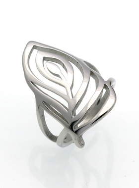 戒指钛钢蝴蝶S形状长方形首饰品