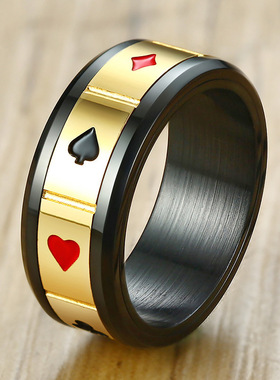 可转动戒指钛钢黑间彩色网状饰品