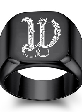 戒指钛钢复古26个英文字母首饰品