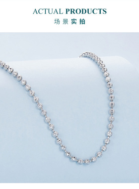 s925纯银镀白金DIY基础项链单链欧美简约盒子蛇骨链项链轻奢首饰