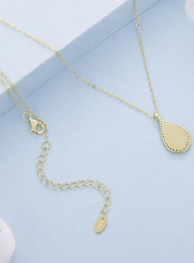 原创s925纯银镀黄金生命树项链宴会奢华感水滴吊坠锁骨链个性百搭