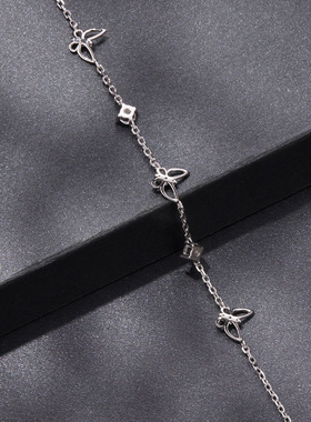 新款s925纯银蝴蝶莫桑石手链简约闪耀莫桑钻幸运手链饰品精致百搭